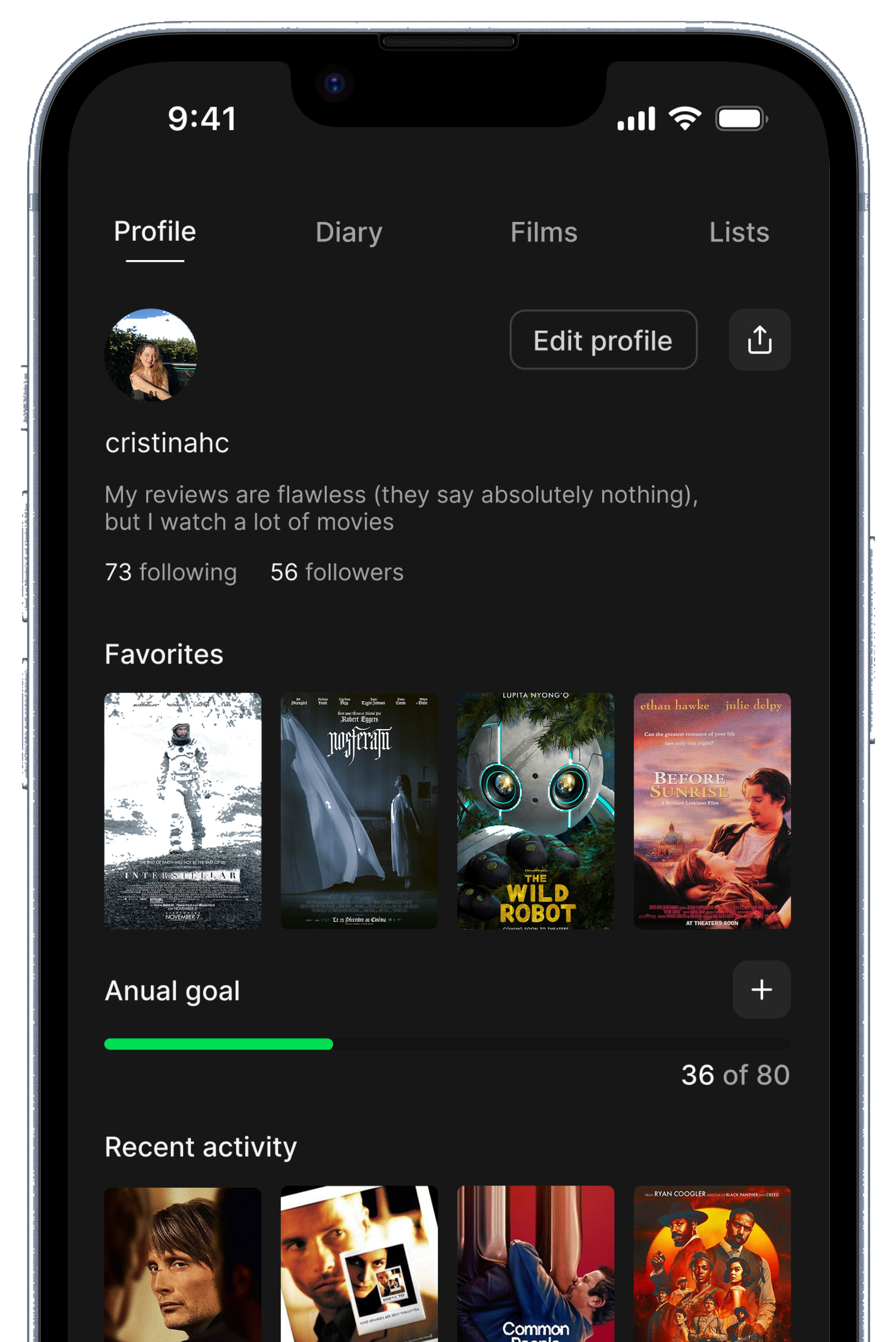 Letterboxd profile redesign