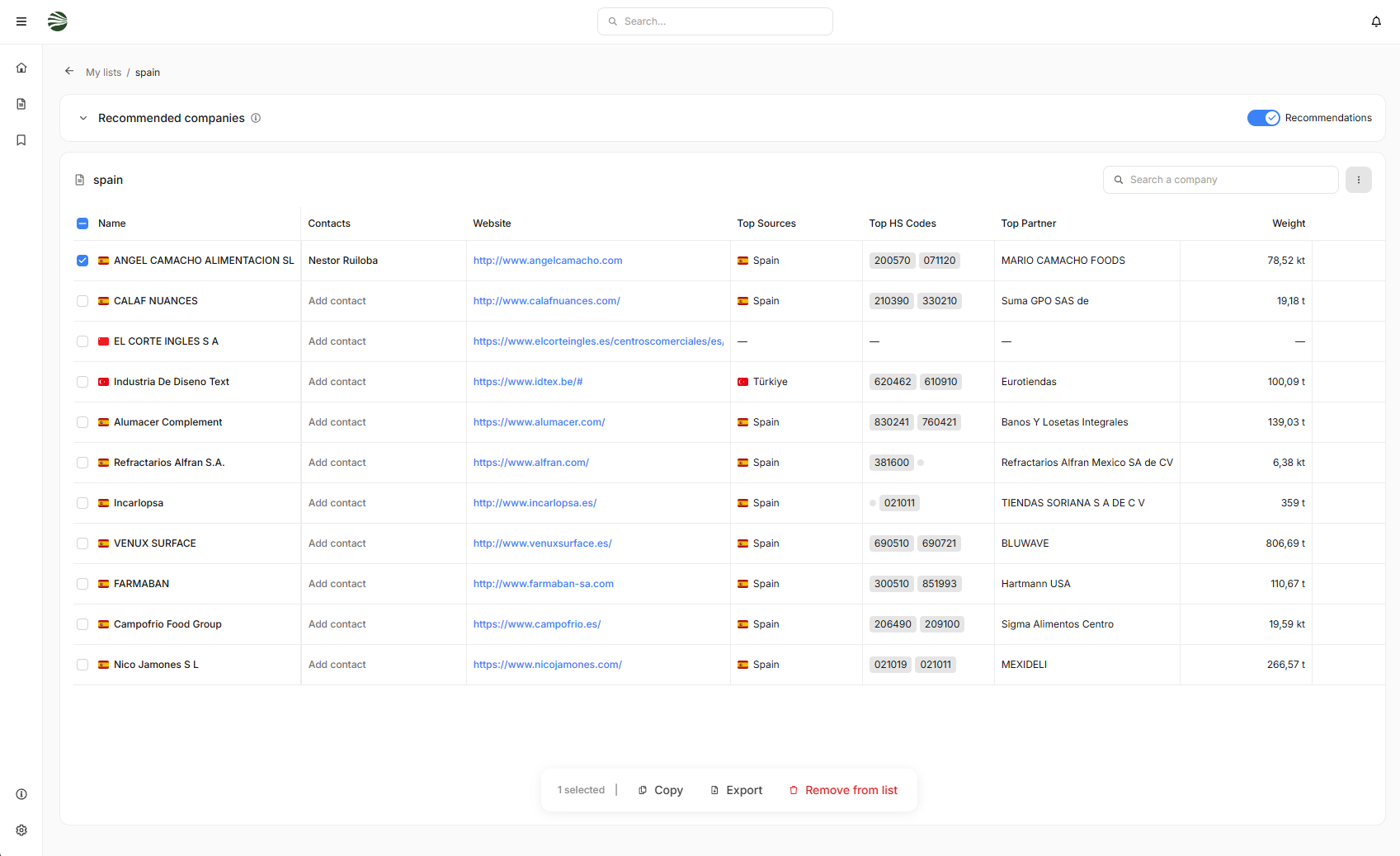 xNova platform — lists view