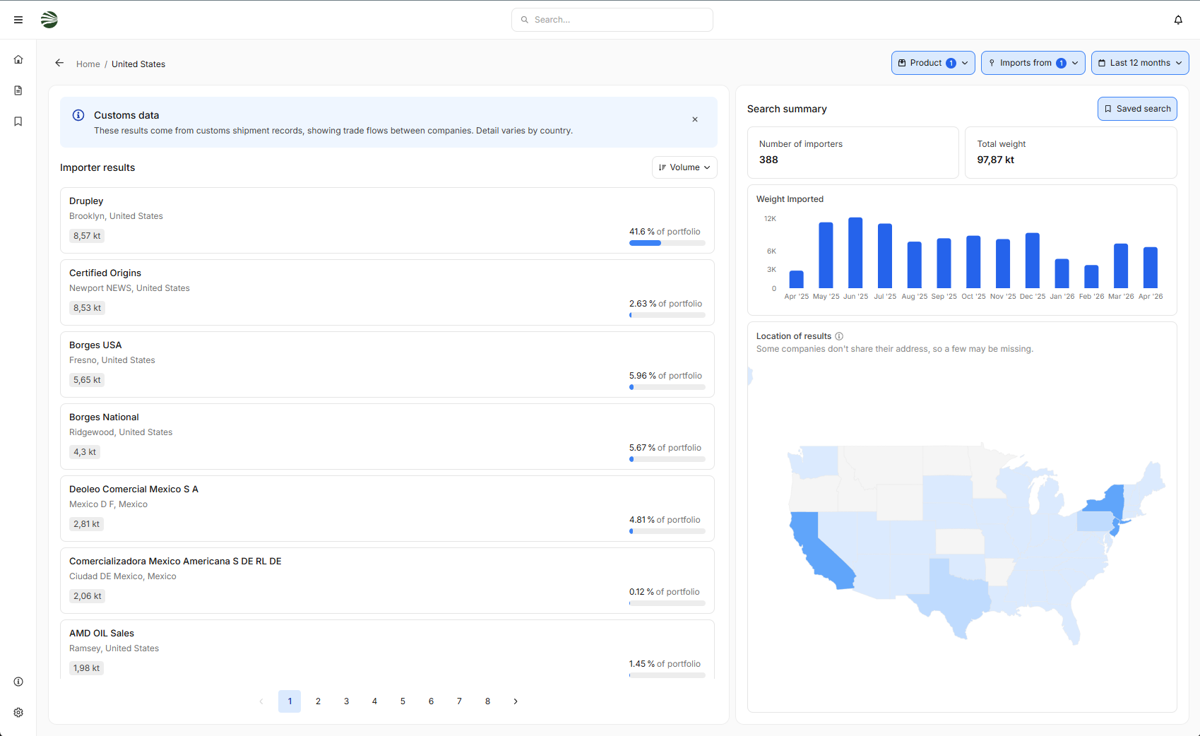 xNova platform — search results